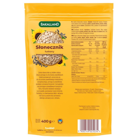BAKALLAND SŁONECZNIK ŁUSKANY 400G