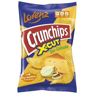 CRUNCHIPS Chipsy X-CUT Ser Cebula 140g LORENZ
