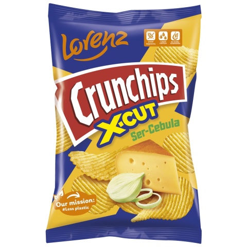 CRUNCHIPS Chipsy X-CUT Ser Cebula 140g LORENZ