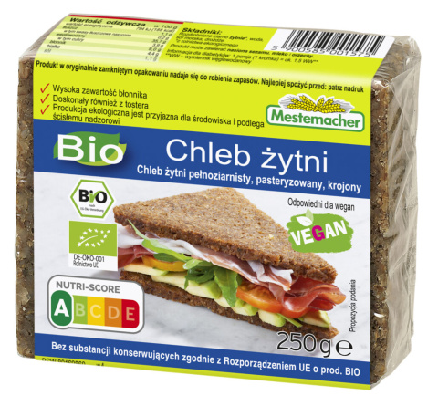 BENUS BIO chleb żytni pełnoziarnisty 250g