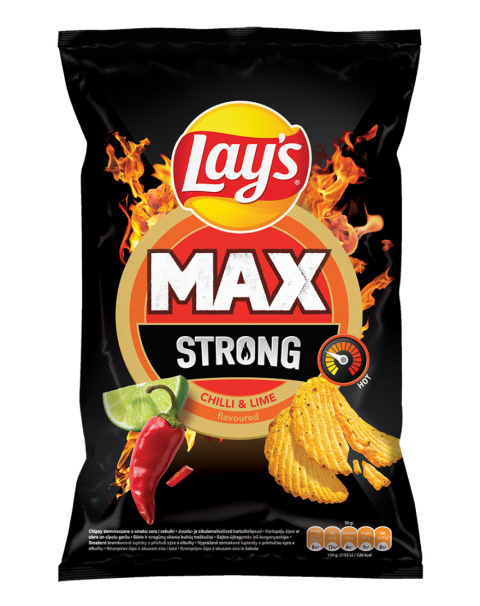 LAY'S STRONG Chipsy ziemniaczane karbowane CHILLI&LIME 190g