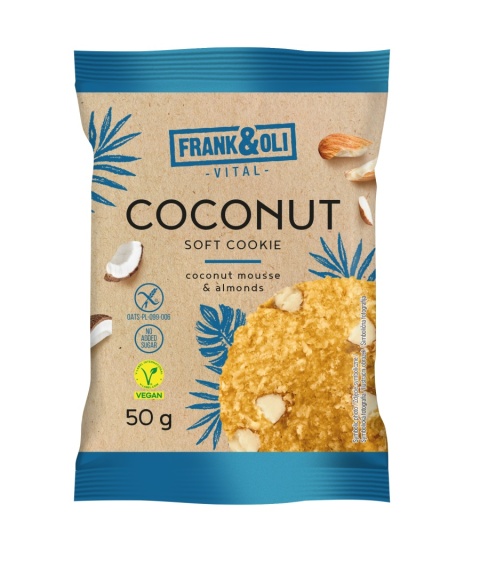 .Ciasteczko kokosowe + migdał bez dodatku cukru 50 g Frank&Oli.