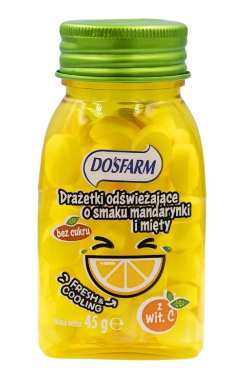 DOSFARM Drażetki odświeżające o smaku mandarynki i mięty 45g