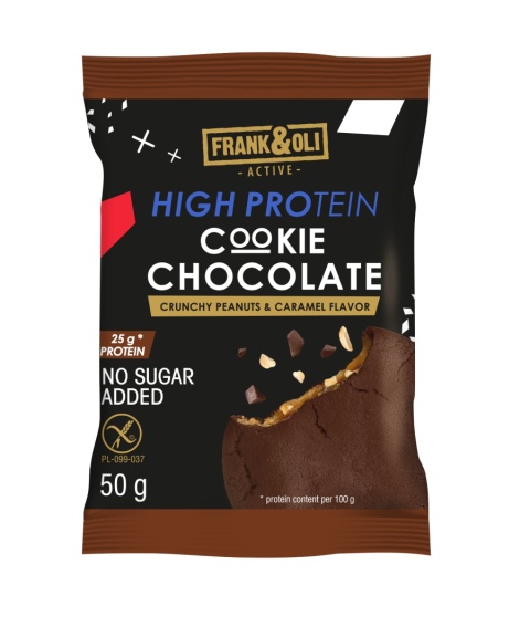 FRANK&OLI High Protein Cookie Ciastko czekoladowe z nadzieniem karmelowo orzechowym 50g
