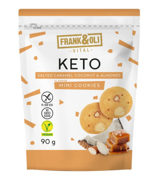 FRANK&OLI KETO MINI CIASTECZKA SŁONY KARMEL KOKOS I MIGDAŁY 90G