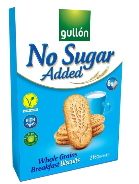 Gullon Ciasteczka ze zbóż pełnoziarnistych bez dodatku cukru 216g