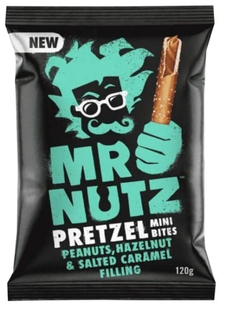 MR NUTZ Paluszki solone z nadzieniem z orzeszkami ziemnymi, orzechami laskowymi i karmelem 120g