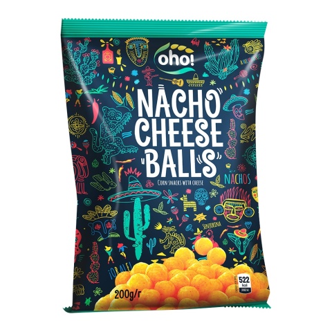 Oho Chipsy kukurydziane kuleczki o smaku serowym 200g