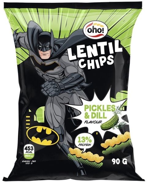 Oho Chipsy z czerwonej soczewicy o smaku pikli i koperku 90 g