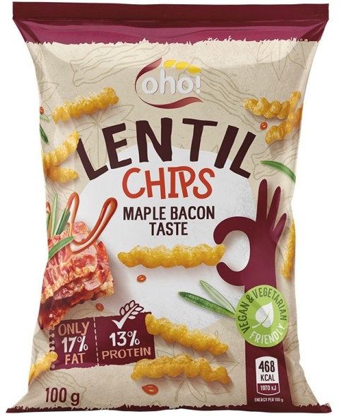 Oho Chipsy z czerwonej soczewicy o smaku bekonu 100g