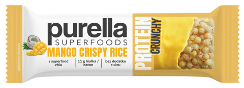 Purella Superfoods Protein bar baton proteinowy mango crispy rice 45g