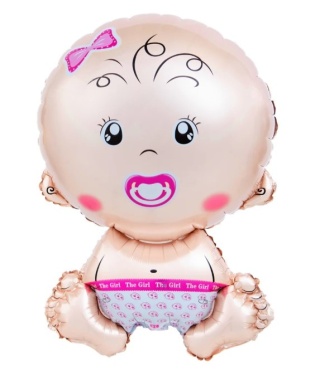 PartyPal Balon foliowy Bobas ze smoczkiem dziewczynka 49x74cm