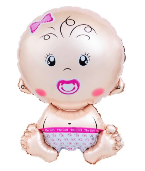 PartyPal Balon foliowy Bobas ze smoczkiem dziewczynka 49x74cm