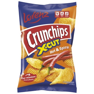 CRUNCHIPS Chipsy X-CUT Hot&Spicy 130g LORENZ