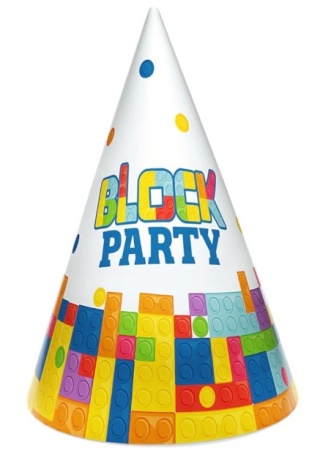 PartyPal Czapeczki imprezowe Klocki Lego 16x10cm 6szt.