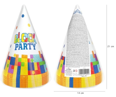 PartyPal Czapeczki imprezowe Klocki Lego 16x10cm 6szt.