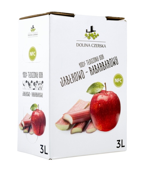 DOLINA CZERSKA NFC Sok tłoczony JABŁKO-RABARBAR 3l karton