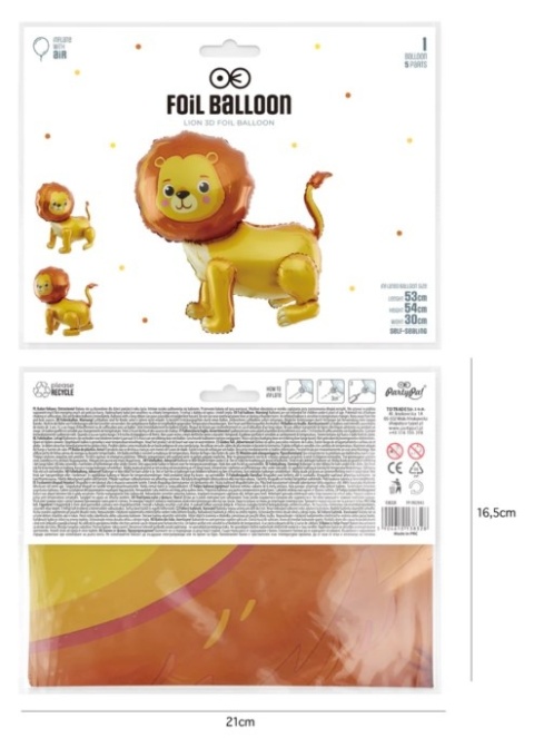 PartyPal Balon foliowy stojący Lew 53x54cm