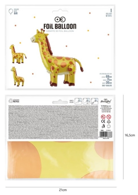 PartyPal Balon foliowy stojący Żyrafa 69x71cm