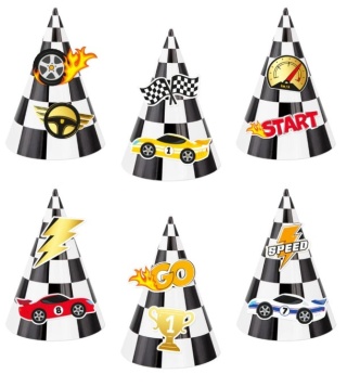 PartyPal Czapeczki urodzinowe Wyścigówki 6 szt.