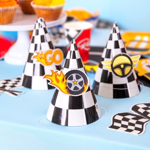 PartyPal Czapeczki urodzinowe Wyścigówki 6 szt.