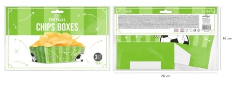 PartyPal Pudełko na chipsy Piłka nożna 6x15cm 3szt.