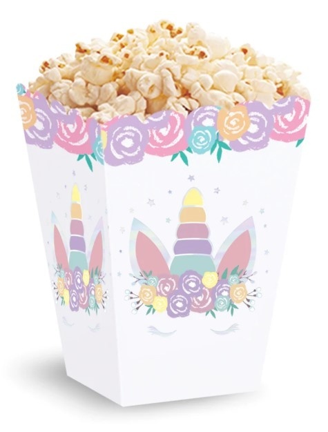 PartyPal Pudełko na popcorn Jednorożec 6szt.