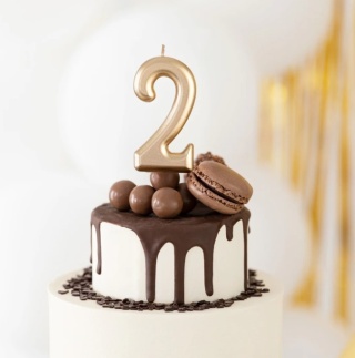 PartyPal Świeczka cyfra złota 2