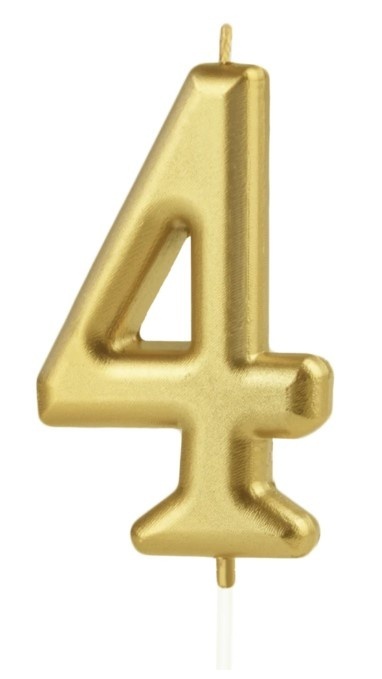 PartyPal Świeczka cyfra złota 4