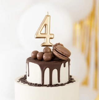 PartyPal Świeczka cyfra złota 4