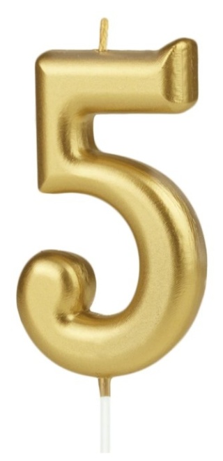 PartyPal Świeczka cyfra złota 5