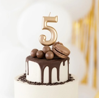 PartyPal Świeczka cyfra złota 5