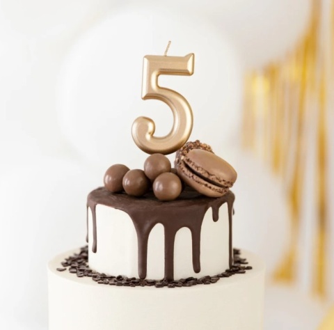 PartyPal Świeczka cyfra złota 5