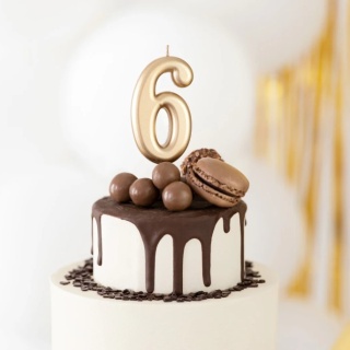 PartyPal Świeczka cyfra złota 6