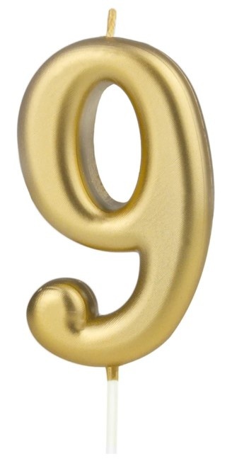 PartyPal Świeczka cyfra złota 9
