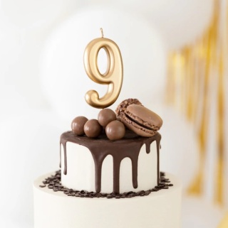 PartyPal Świeczka cyfra złota 9