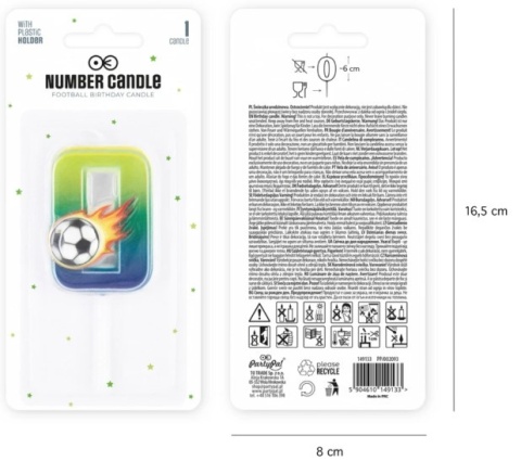 PartyPal Świeczka na tort piłka nożna Football cyfra 0