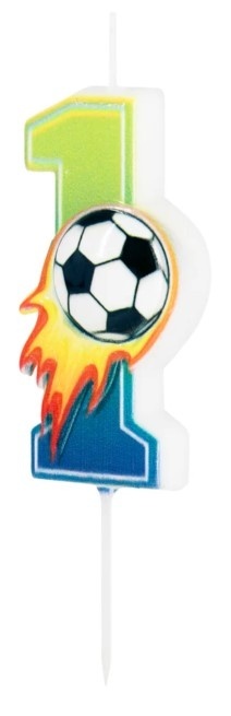 PartyPal Świeczka na tort piłka nożna Football cyfra 1