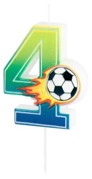 PartyPal Świeczka na tort piłka nożna Football cyfra 4