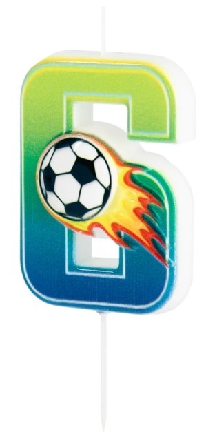 PartyPal Świeczka na tort piłka nożna Football cyfra 6