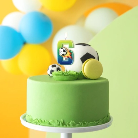 PartyPal Świeczka na tort piłka nożna Football cyfra 6