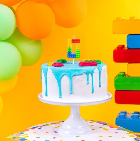 PartyPal Świeczka na tort Klocki cyfra 0 PartyPal
