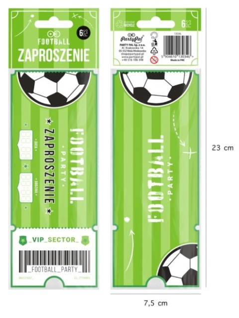 PatryPal Zaproszenie na imprezę Piłka nożna Football 6szt.