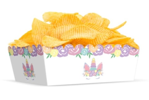 PartyPal Pudełko na chipsy Jednorożec 15x6cm 3szt.
