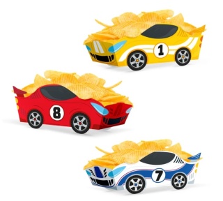 PartyPal Pudełko papierowe na chipy Wyścigówki 3 szt.