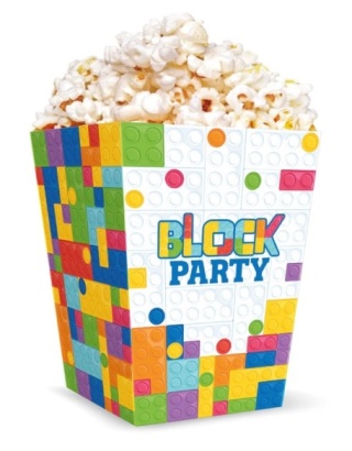 PartyPal Pudełko na popcorn Klocki 12,5x8,5cm 6szt.