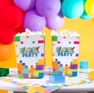 PartyPal Pudełko na popcorn Klocki 12,5x8,5cm 6szt.