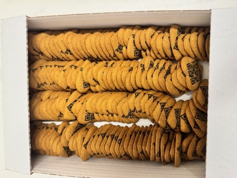 Smaczna wizytówka Google Piernik ciastko korzenne z Twoim Logo 100 szt Serce z nadrukiem QR kodem do opinii google