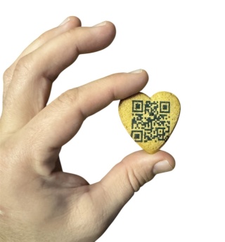 Smaczna wizytówka Google Piernik ciastko korzenne z Twoim Logo 100 szt Serce z nadrukiem QR kodem do opinii google