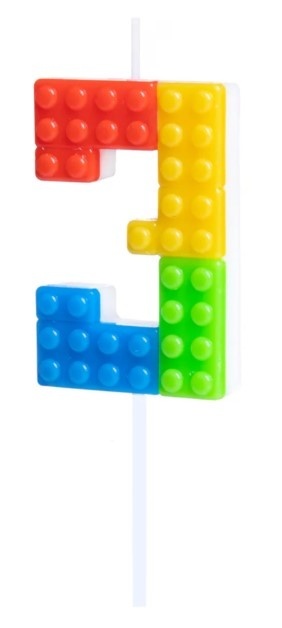 PartyPal Świeczka na tort Klocki cyfra 3 PartyPal